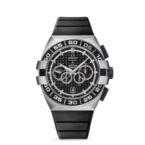 Omega Constellation Co-Axial 44 Chronograph Double Eagle Four Counters Stainless Steel / Black / Rubber